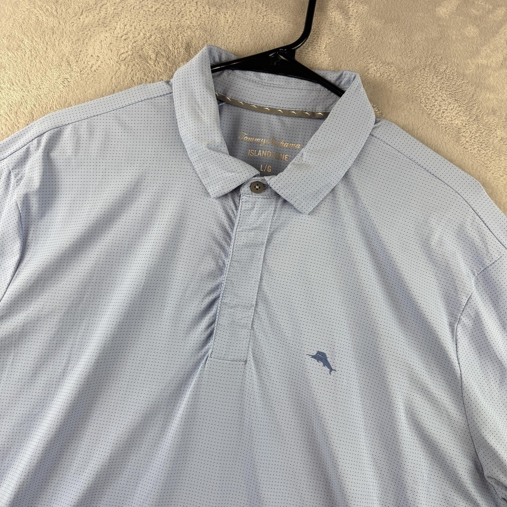 Tommy Bahama Polo Shirt Mens Large Blue IslandZone Zip Brrr Golf Performance